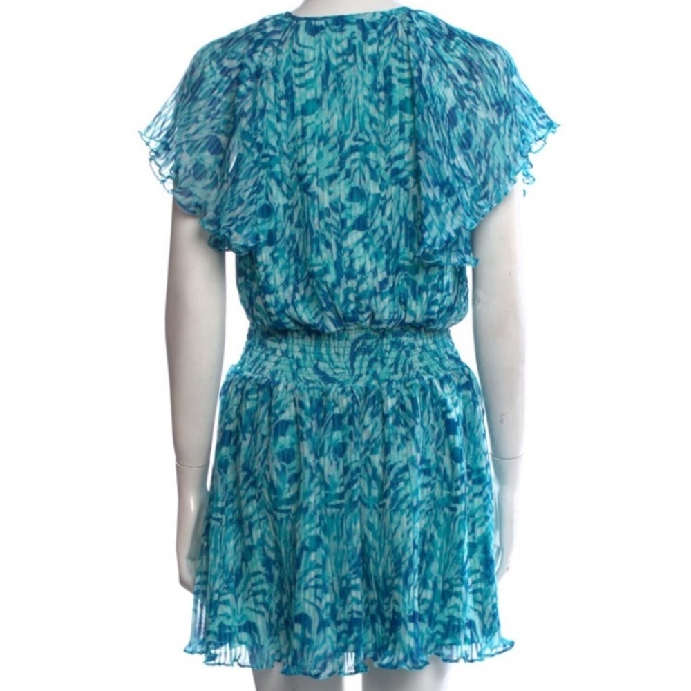 NWT RAMY BROOK Beach Blue Ruffle Short Sleeve Elastic Waist Dress Size Large - Picture 4 of 5